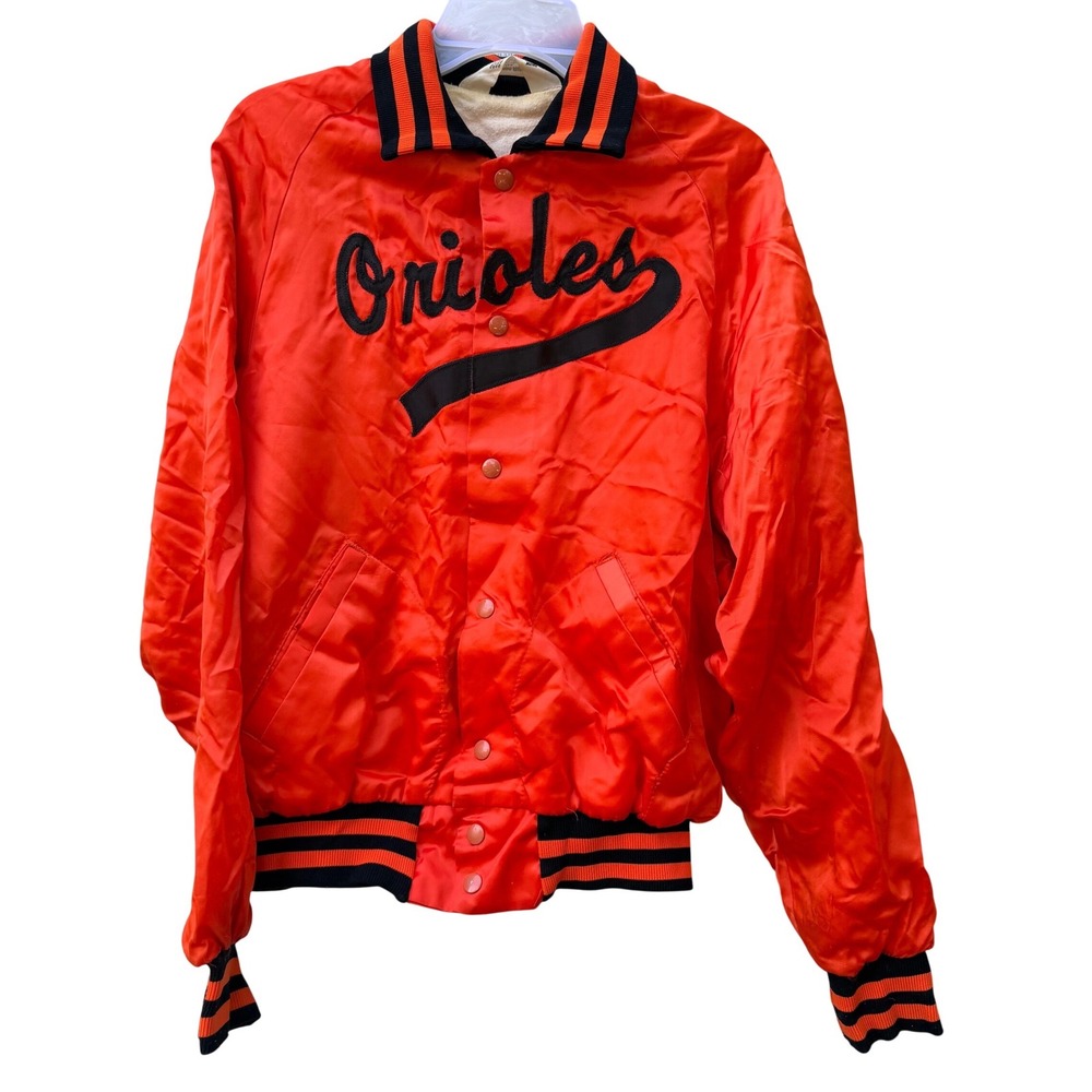 Vintage Baltimore Orioles Don Alleson Athletic Satin Bomber Jacket Orange Mens M